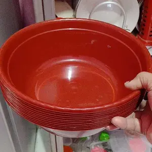 (12 Pcs) Baskom Plastik 25 cm / Baskom Murah / Baskom Plastik Hajatan / Baskom Plastik Motif Polos / Baskom Merah / Biru / Hijau
