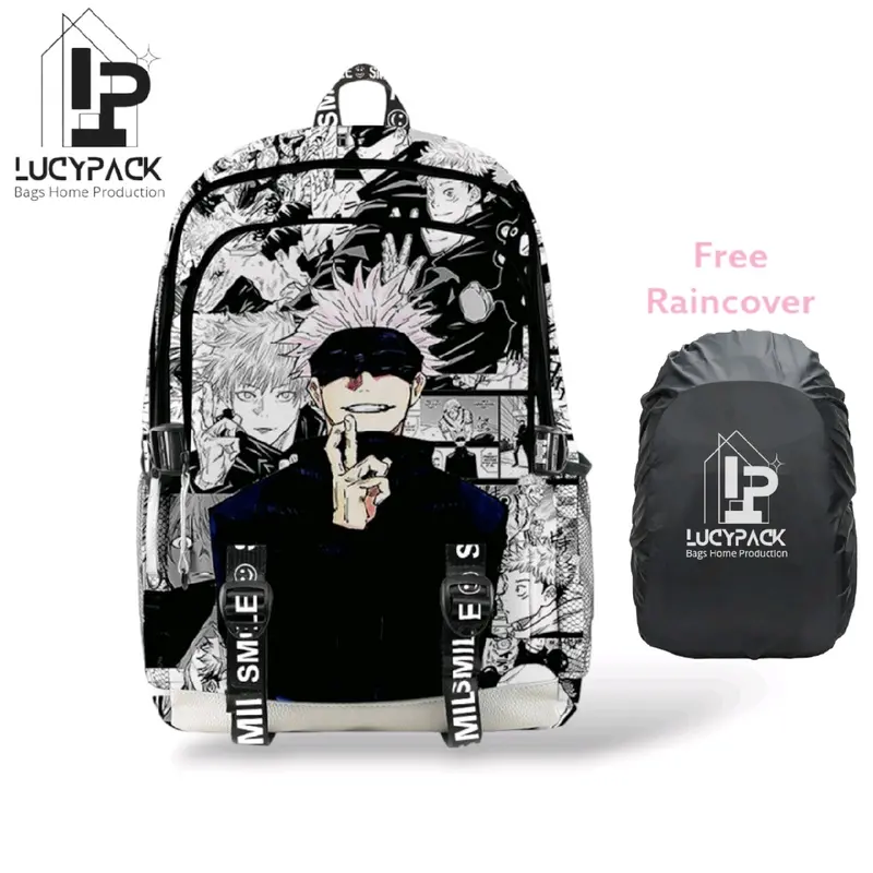 Tas Ransel Anak Laki-laki Tas Sekolah Kartun Jepang Tas Backpack Free Raincover Anti Air Muatan Besar Fashion Kids Tas Punggung Printing keren 1