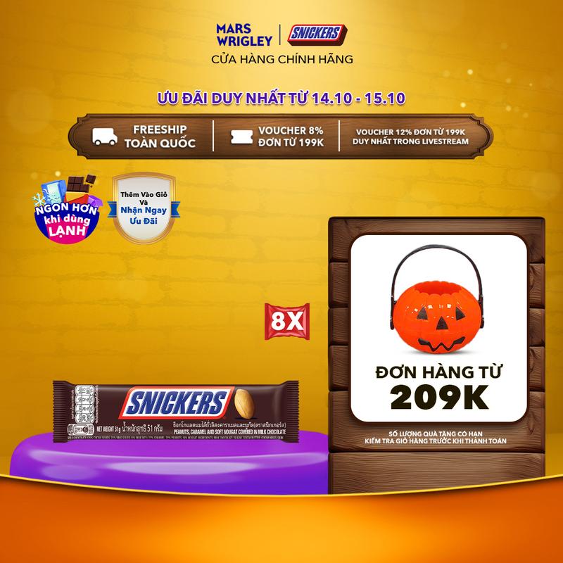 Combo 8 thanh sô cô la Snickers 51g (51g x 8 thanh)
