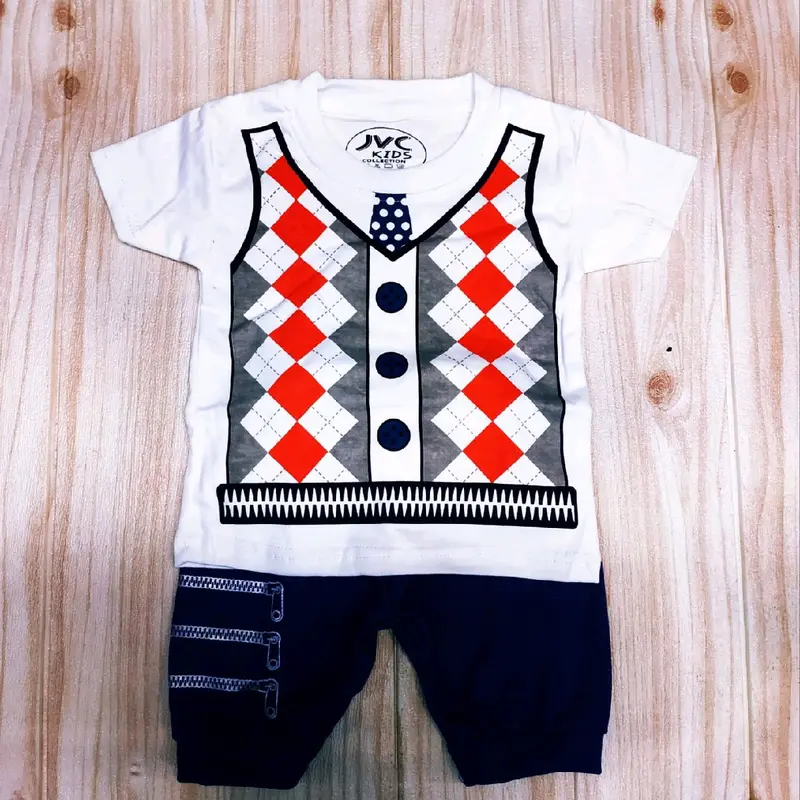 Baju Setelan Bayi Motif Rompi Untuk Baby Usia 0-12 Bulan 2