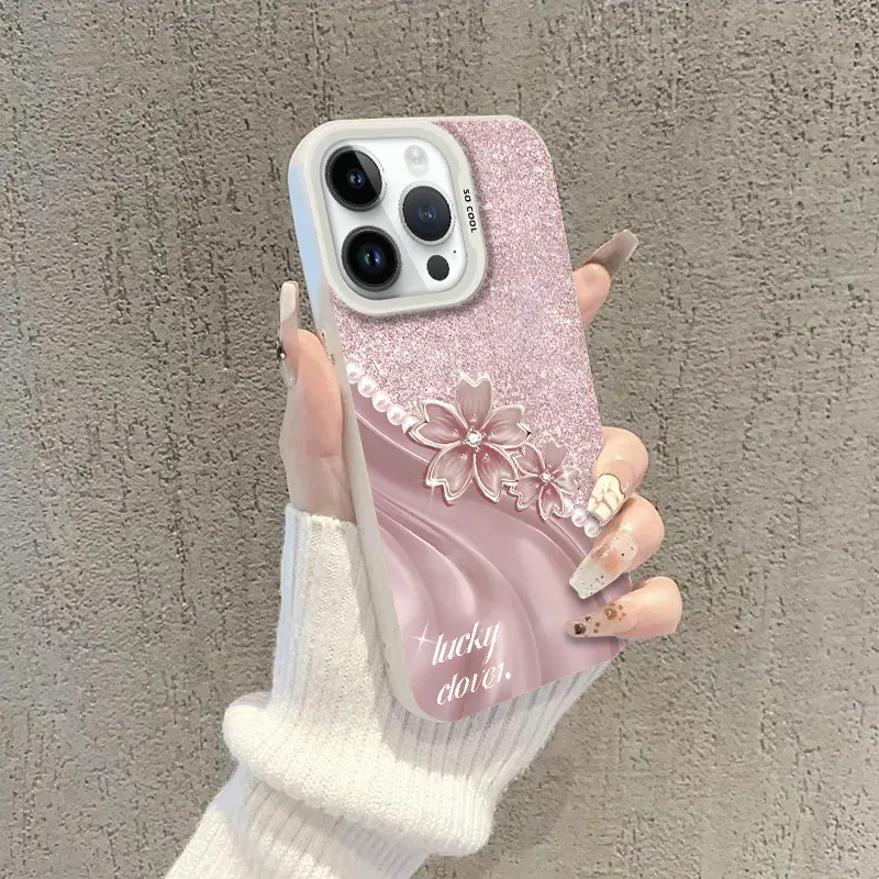 CASING FL0WER P1NK FOR IPH0NE OPP0 V1V0 INFIN1X S4M5UNG RE4LME REDM1 BUNGA LUCKY MANIK-MANIK PEARLS TERKINI PREMIUM NEW CASE CYK0456 1