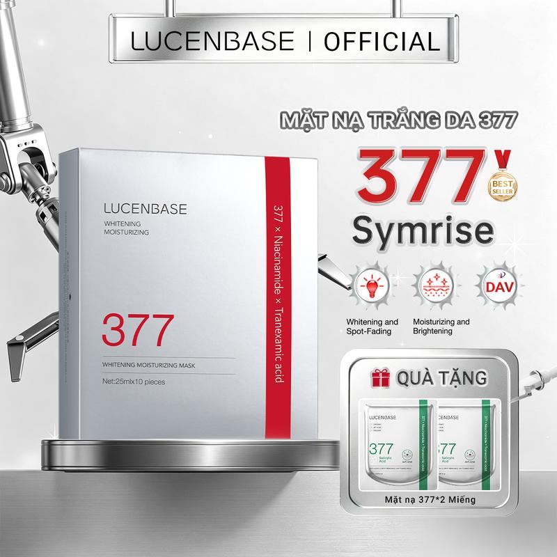 1 Hộp 10 Miếng Mặt Nạ Giấy Chăm Sóc Da Làm Sáng LUCENBASE 377 Nuôi Dưỡng Và Dưỡng Ẩm 25ml / miếng