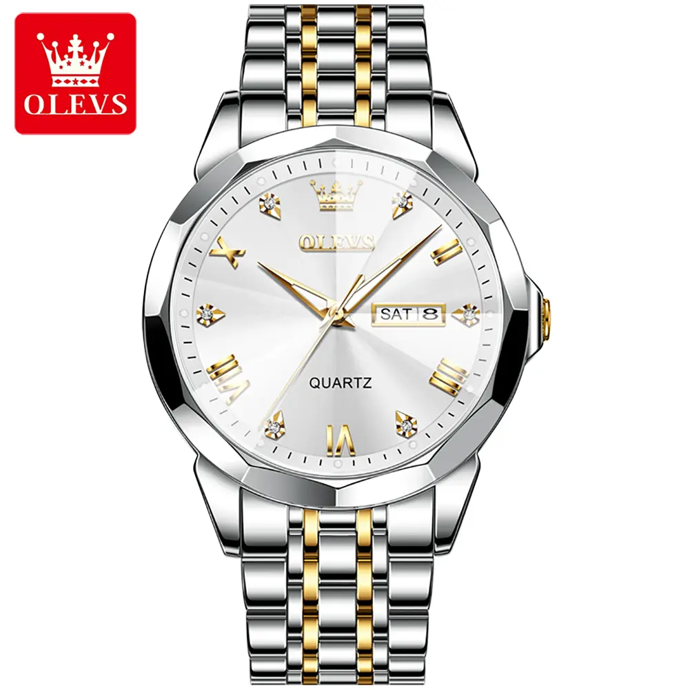 OLEVS #9931 Fashion Trendy Men's Watches Stainless Steel Strap High Quality Waterproof Multi-color Quartz Man Wristwatches Casual Business Sports Watches for Men