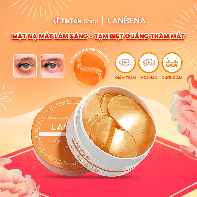 LIVE BEAUTY Mặt Nạ Mắt Vitamin C 4X LANBENA Hỗ Trợ Giảm Thâm Mờ Nhăn Cải Thiện Bọng Dưỡng Ẩm Mắt 60 Miếng