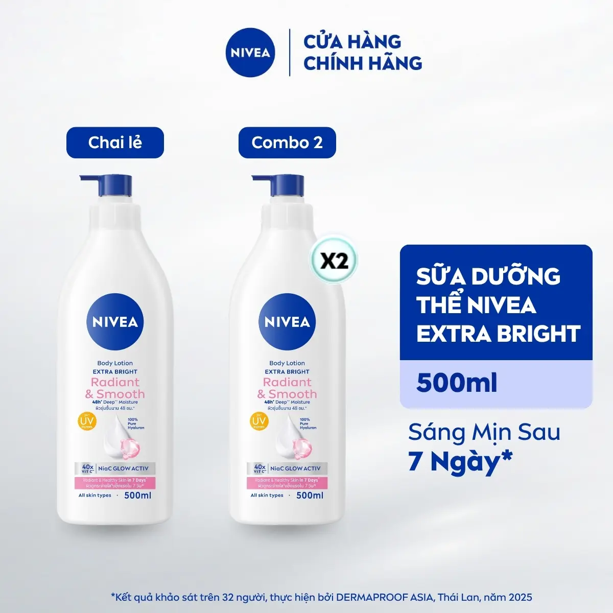 Sữa Dưỡng Thể NIVEA Radiant & Smooth Mịn Mượt và Sáng Da (350 ml/500 ml) - 98413/99563