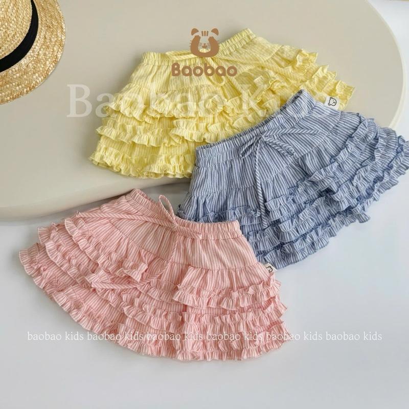   BAOBAO-HÀNG SẴN - CHÂN VÁY NGẮN KẺ SỌC XẾP TẦNG BÈO XINH XẮN CHO BÉ GÁI - MZ1847 