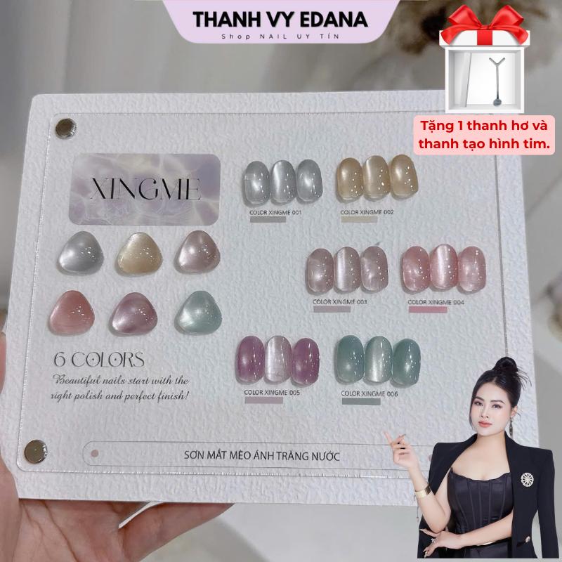 Sơn mắt mèo ánh trăng nước sét 6 màu full hộp và bảng màu hãng XINGME [TẶNG TH vuông và TT hình tim]