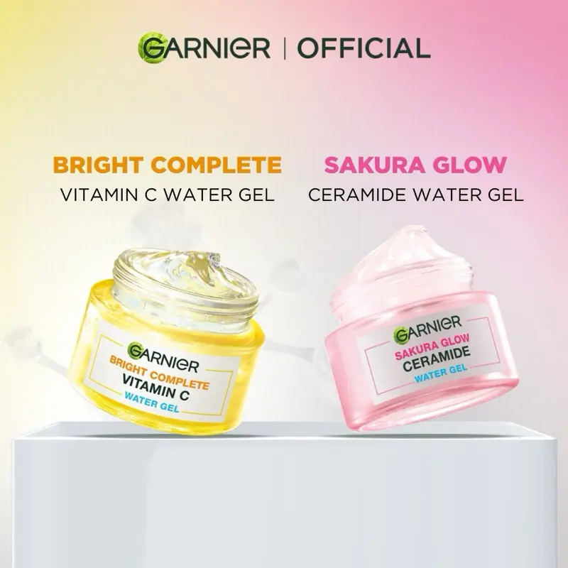 GARNIER Water Gel Moisturizer 50ml  - (Pelembap untuk mencerahkan dan melembapkan kulit) - Niacinamide Hyaluron Vitamin C Brightening Skin Barrier - Single