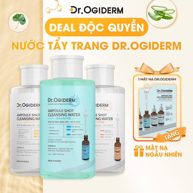   DEAL ĐỘC QUYỀN KOL  Nước Tẩy Trang Dr.Ogiderm Ampoule Shot Cleansing Water Hàn Quốc Giúp Làm Sạch Sâu Phù Hợp Cho Mọi Loại Da 500ml 