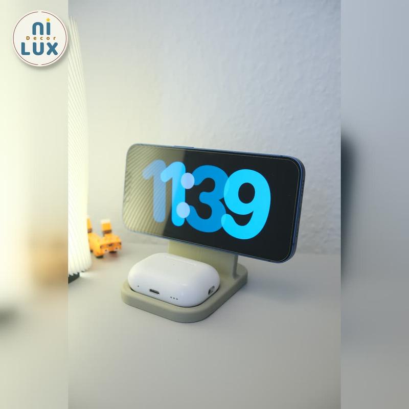 Đế Sạc MagSafe Kèm Khay AirPods In 3D - Giá Đỡ iPhone Để Bàn Tối Giản, Dùng Chế Độ StandBy