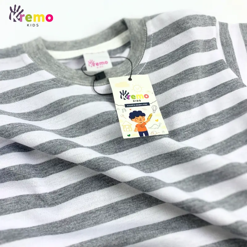 Kremo Kids - Kaos Salur Anak Laki Laki dan Perempuan Tara Stripe Series 1 - 12 Tahun (BLUE) 3