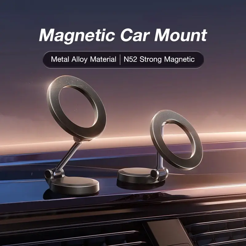 For Magnetic Car Mount Rotatable Adjustable Magnetic Phone Holder For iPhone 15 14 13 12 Pro Max Mini Folding Cellphone Holder For Car