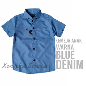 Setelan Atasan Baju Pakaian Kemeja Anak Laki-Laki Warna Blue Denim