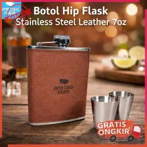 Botol Bir Hip Flask Leather 7 Oz with Shot Glass TAG7
