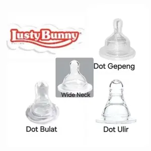LUSTYBUNNY Lusty Bunny Dot Silikon Standart Bulat | Gepeng Botol Susu Bayi ukuran S M L XL | Silicone Nipple Type Standart Neck |  Orthodontic Nipple Bayi | Peristaltic Ulir Dot Bayi | Wide Neck Nipple Bayi