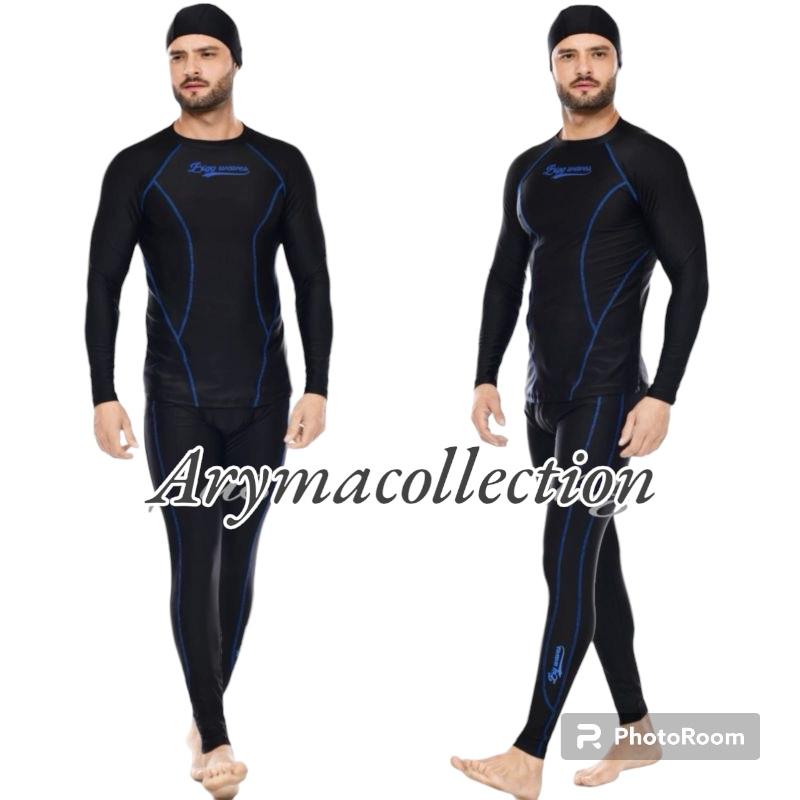 Baju renang pria dan wanita baju renang setelan atas bawah baju renang dewasa baju renang tangan panjang baju renang model selam Outdoor Celana Pakaian 7