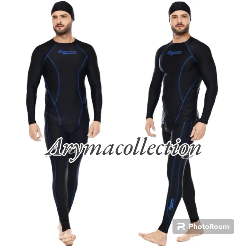 Baju renang pria dan wanita baju renang setelan atas bawah baju renang dewasa baju renang tangan panjang baju renang model selam Outdoor Celana Pakaian 6