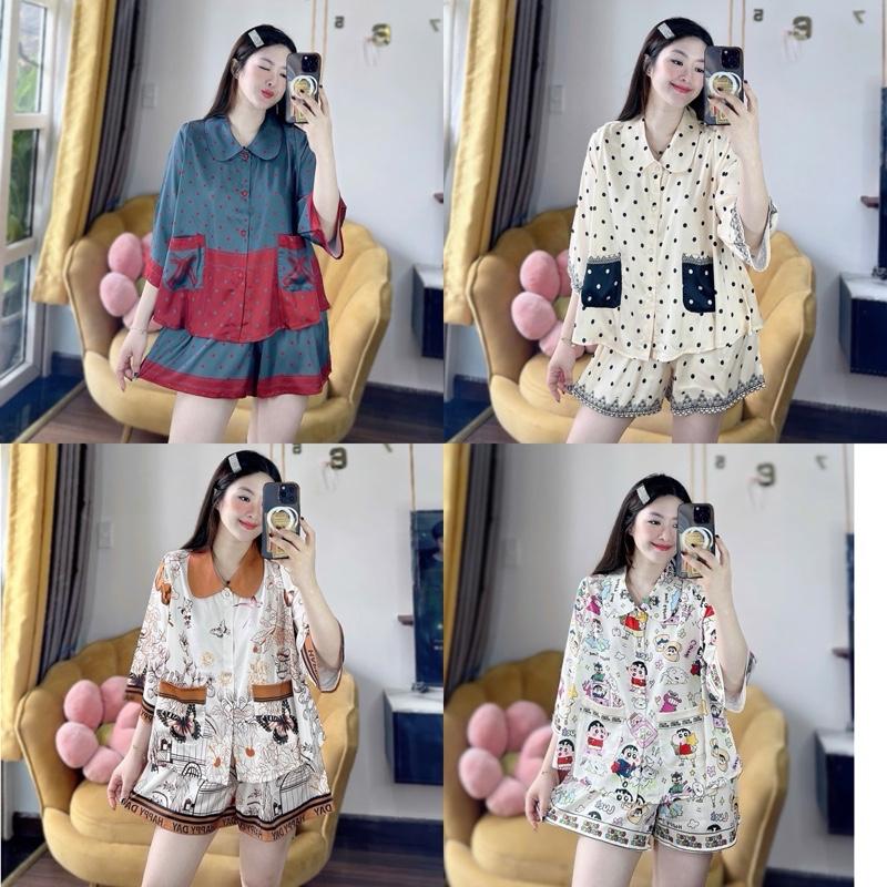 Vải mango - Bộ pijama mặc nhà cho nữ cổ sen tay loe vải đẹp mềm mát bền women