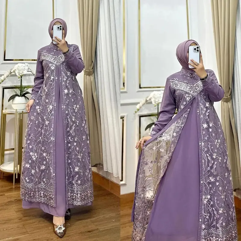 ARISTA DRESS-Dress Terbaru Terlaris 2024 / Dress Kekinian / Dress wanita Dewasa Terbaru Bahan Ceruty Babydoll Brukat Aplikasi Payet / Gamis Lebaran 2024 ( COD ) 0