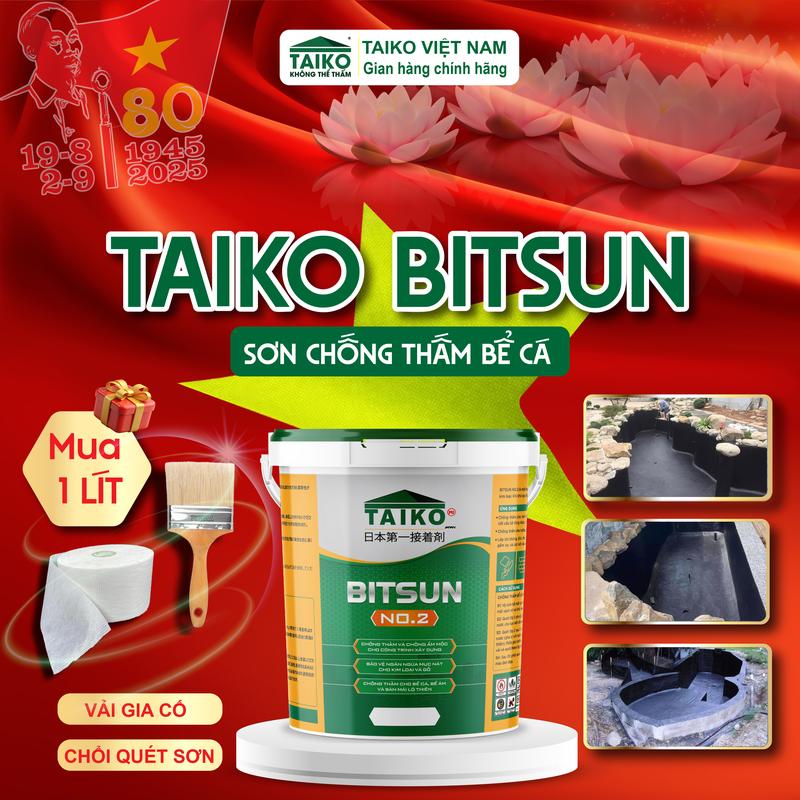 [Đủ size] Sơn Chống Thấm Đa Năng TAIKO BITSUN No.2 – Pha Xi Măng, Chống Thấm Hồ Cá, Bể Cá Koi, Ban Công, Mái Nhà