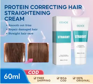 protein cream rambut EELHOE Protein Correcting Hair Straightening Cream 60ml - Protein Correcting Permanent Straightening Cream KrimPelurus Mengh aluskan Rambut Kusut Memperbaiki Rambut Rusak Pelurus Rambut Permanen Tanpa Catok Smoothing Rambut Permanen
