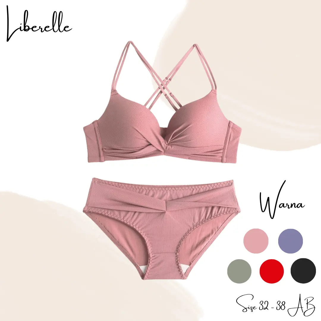 BS02 Bra Set Busa Sedang Tanpa Kawat (BH + CD) Size 34-38 Cup AB Pakaian Dalam Wanita Liberelle