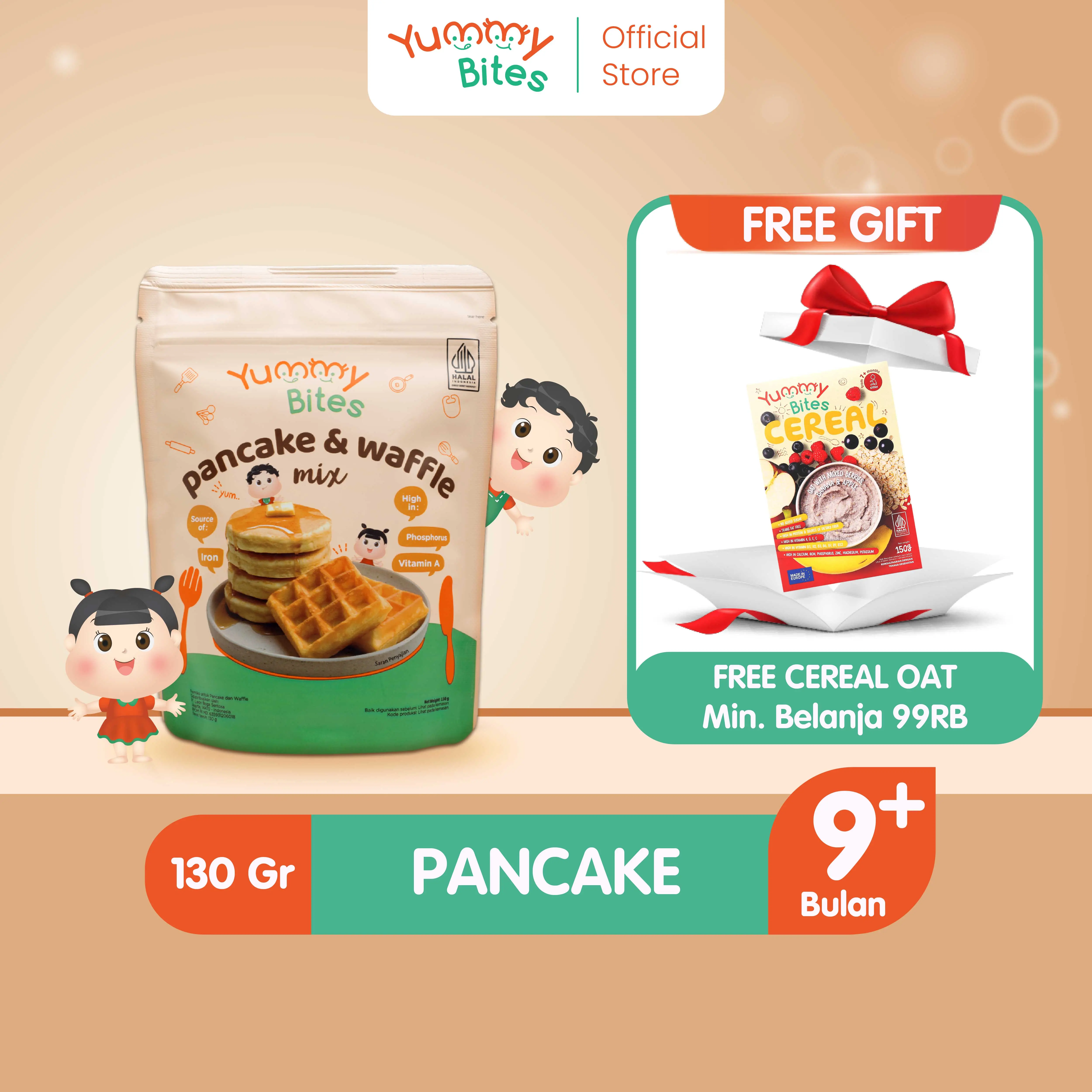 Yummy Bites Pancake & Waffle Mix 130g / Tepung Premix Pancake & Waffle Untuk bayi
