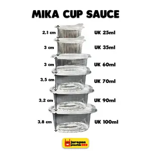 Cup Mika Pudding Agar Saos Jelly Tutup Sambung isi 50 Pcs - PET Food Grade - Plastik, 35 ml - 60 ml - 90 ml