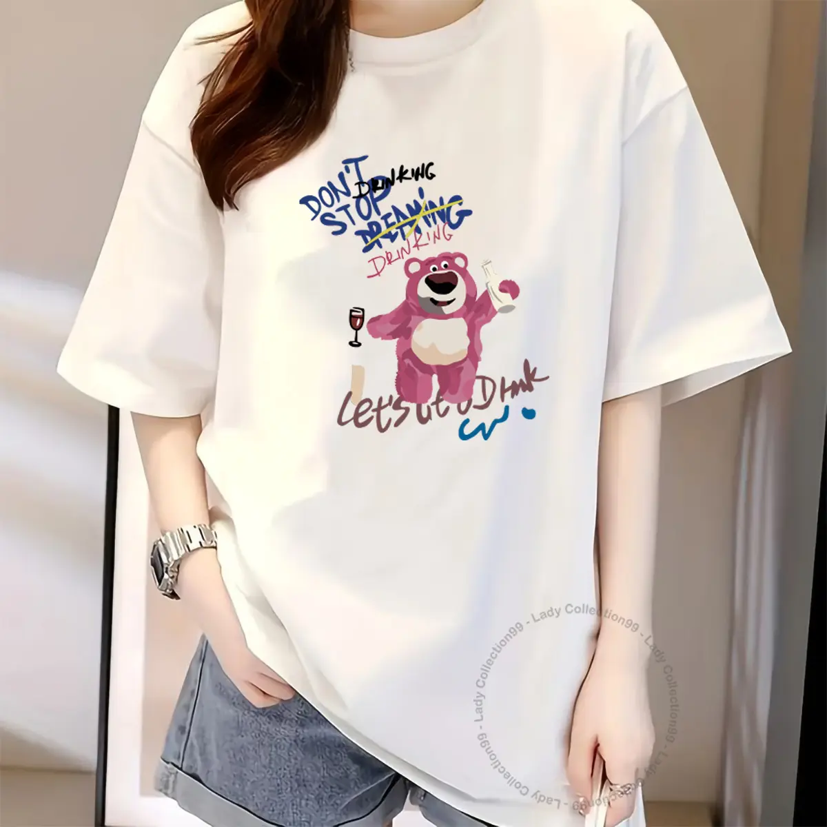 Kaos Oversize Unisex Wanita | Kaos Oversize Tshirt | Kaos Oversize Wanita | Kaos Oversize Premium | Kaos Wanita Oversize - DRINKING NOT DREAMING BEAR