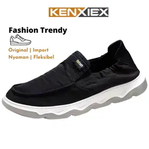 KENXIEX Original Sepatu Casual Pria Import Slip On Cowok Kekinian Trendy 123223 Canvas Shoes
