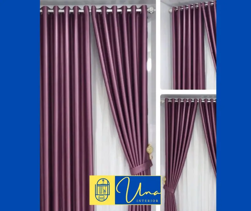 BRITNEY UNGU/PURPLE - Gorden Blackout Polos Import Model Smokering Ring Aesthetic Modern Untuk Jendela, Pintu atau Skat Ruangan Curtain/ Gorden/ Tirai Silver Tali Estetik Kain 0