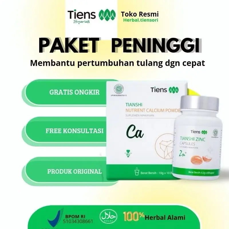 Peninggi badan Tiens dewasa - zinc tien & Nutrien calsium powder suplemen kesehatan kesehatan tulang