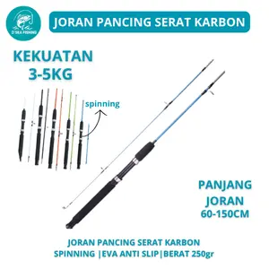 [D'Sea Fishing] Joran Pancing 2 Bagian Kuat & Ringan Panjang 60-150cm Serat Karbon Ideal Untuk Danau Kolam Waduk | YJA-SZSXDYGO-B