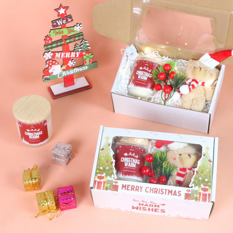  Hộp quà nến thơm tặng người thân dịp giáng sinh set quà noel kèm gấu teddy móc khóa 
