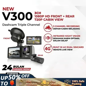 [Phlilpce] Dashcam 3 Lensa 1080P Full HD - Kamera Mobil Depan Belakang Dalam Night Vision + Parkir Monitor