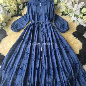 GoldyGhatbiyya Gamis Rubiana Import BKK Mewah dengan Detail Bordir Elegan dan Kancing Cantik