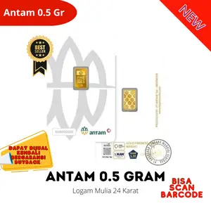 Logam Mulia Emas Antam 0.5 Gram Emas Murni Asli 24k