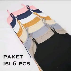 3/6PCS Tanktop wanita singlet perumpuan daleman atasan cewe remaja dewasa tali besar kecil Melar Dalaman Nyaman HYGET