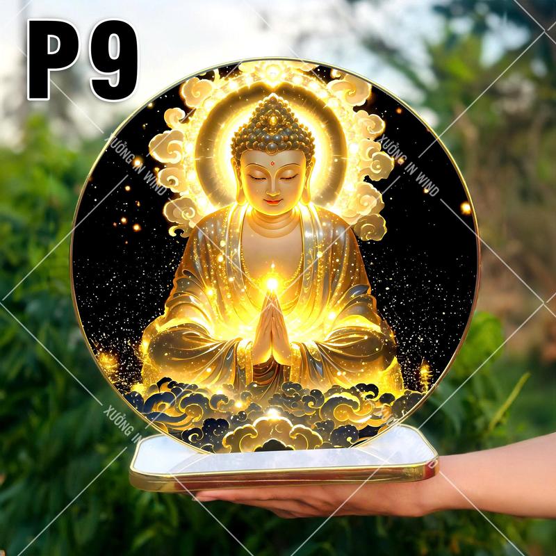 Khung tráng gương tròn HÌNH PHẬT ĐỂ BÀN VIỀN VÀNG _ KÈM ĐẾ ĐỠ CAO CẤP Decor Decor Phòng Trang Trí Nhà Phòng Khách Tranh