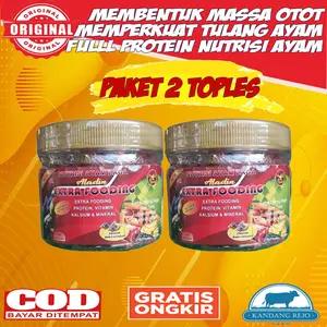 (PAKET 2 TOPLES) Extra Fooding Aladin Pakan Ayam Tambahan Full Protein Nutrisi Mineral