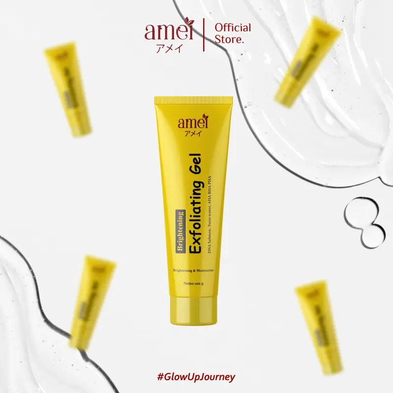 Amei Exfoliating Gel Dna Salmon Pemutih Wajah Mengangkat Sel Kulit Mati Penghilang Daki Bisa Digunakan Wanita & Pria BPOM Mencerahkan 3