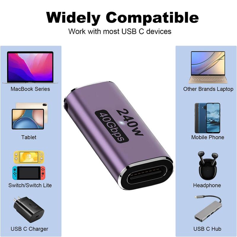 SHIWANA OTG USB Type C 4.0 Female to Female Adaptor 40Gbps 240W - SH-42 - Purple 5