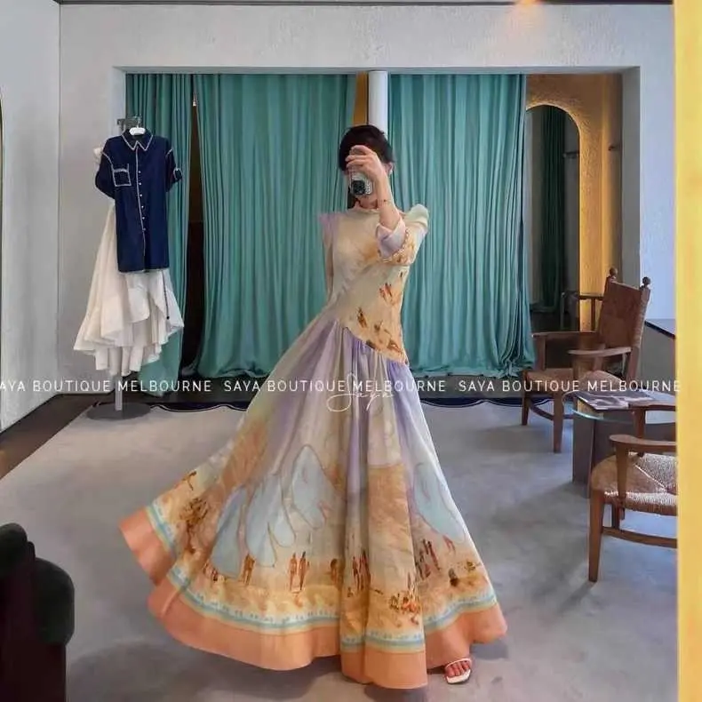 Gaun panjang katun dan linen pesta cangkang mode tinggi 2