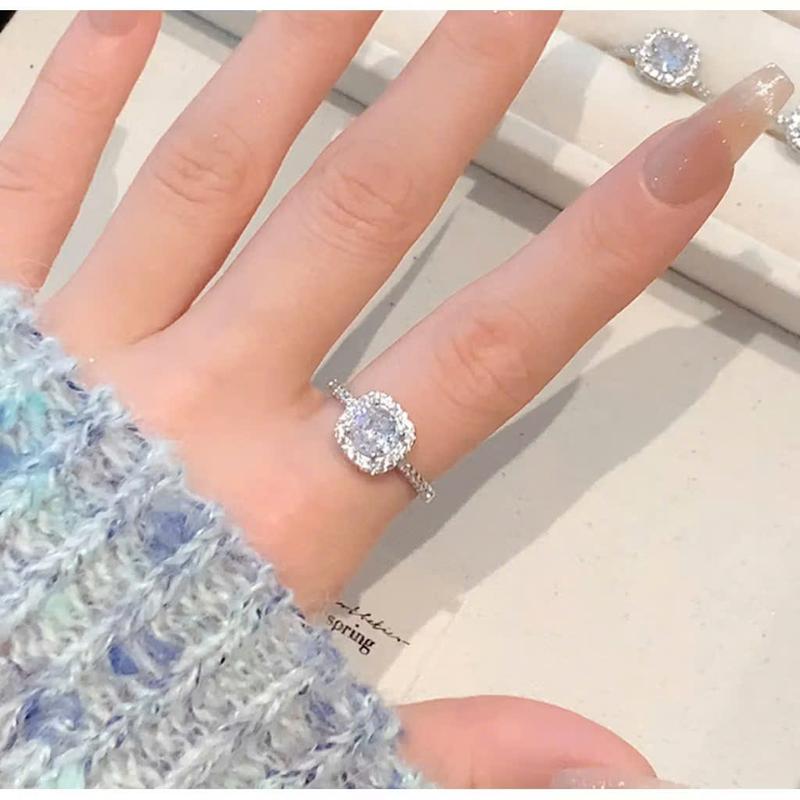  Nhẫn Mặt Vuông Trang Sức 925 Dành Cho Nữ Phụ Kiện Thời Trang Xinh Đẹp Sang Trọng 