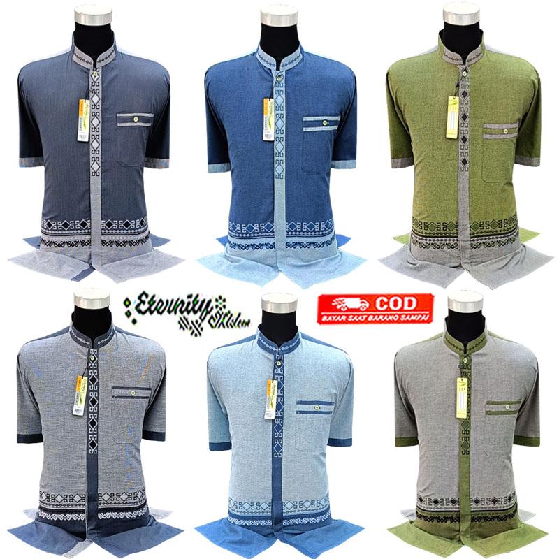 Product Introduction of Eternity Moslem Baju Koko Pria Dewasa Bordir Lengan Pendek Muslim Kombinasi  Katun Atasan Motif Baju Koko Baju Koko 8
