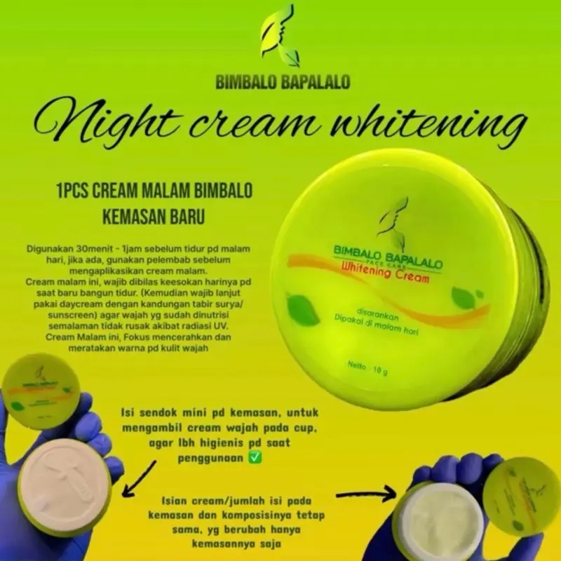 Krim Malam Whitening Pencerah Kulit Wajah Bimbalo Hitam Mencerahkan