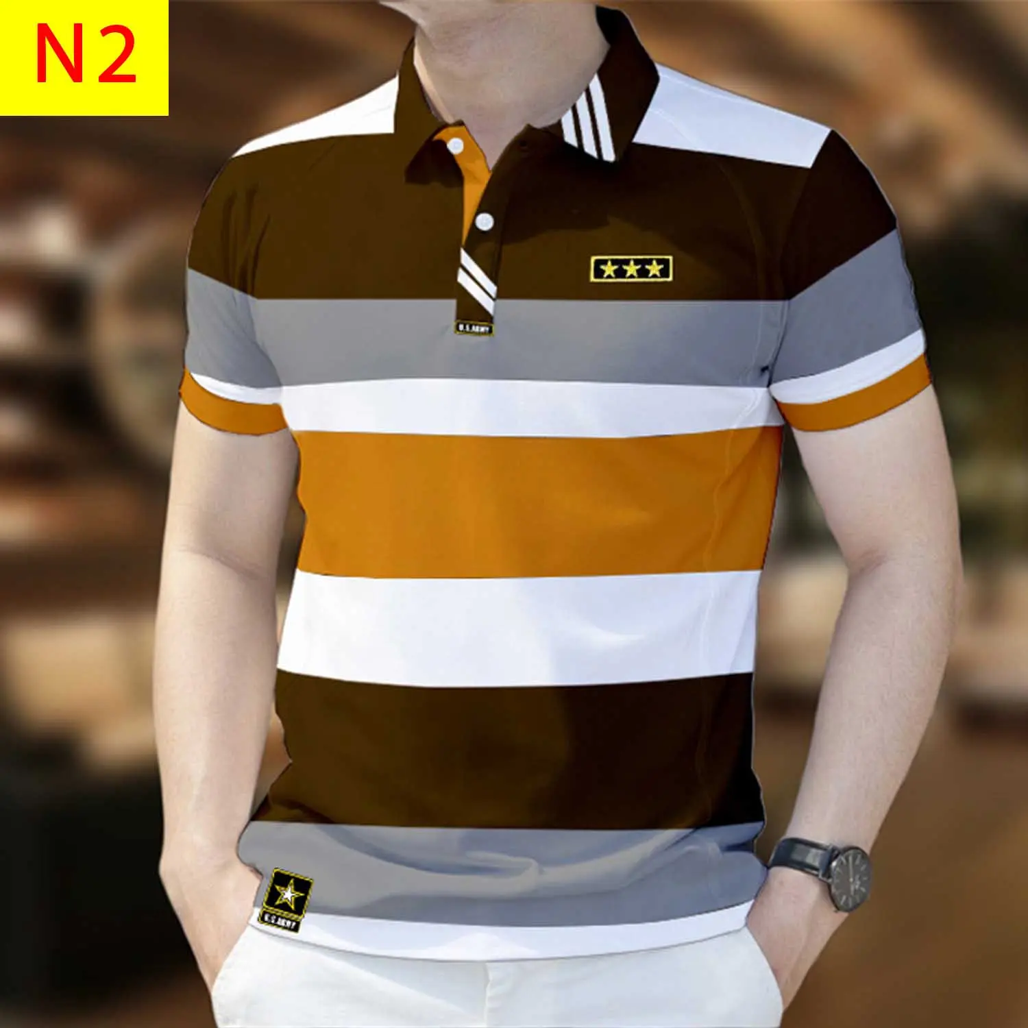 Unisex black short-sleeved men's POLO shirt. It looks cool and handsome, suitable for the summer. It's a trendy men's shirt with a regular shoulder line and a shirt collar. It's an American-style, heavyweight, loose-fitting short-sleeved men's top.