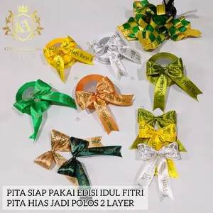Pita Siap Pakai Edisi Hari Raya Idul Fitri / Pita jadi Sayap 2 Ukuran Pita 2.5cm / Pita Hias Hampers, Parcel Lebaran MIN. ORDER 10pcs