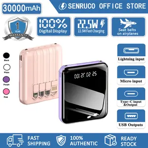 Powerbank 30000mAhTampilan pusat LED 4-in-1 kapasitas ekstra besar yang cocok untuk iOS/Android