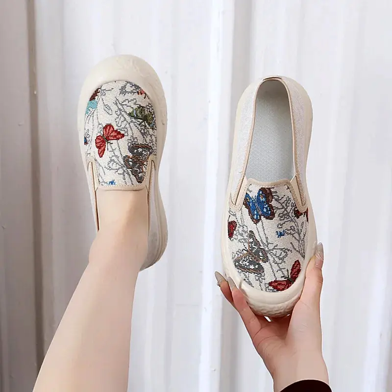 RUIMO Sepatu Wanita Slip On Fashionable Motif Butterfly - TM Merah Shoes Karet Trendy 7